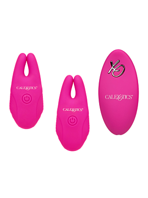 Calexotics - Recharchable Silicone Remote Nipple Clamps Pink