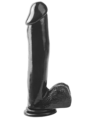 Basix Basix 12 Inches  Dong With Suction Cup Black