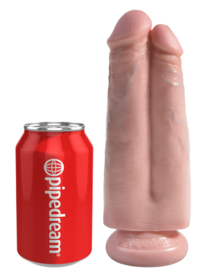 King Cock 7 Inch Two Cocks One Hole - Flesh